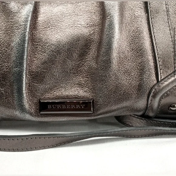 🆑 Burberry Prorsum Metallic Silver Satchel And/e Shoulder Bag Like New EUC